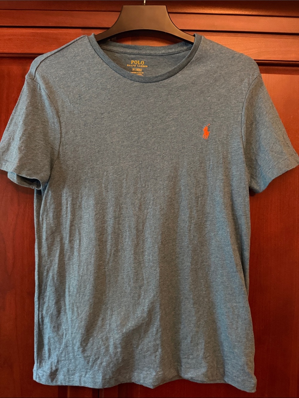 Polo by Ralph Lauren Heather Blue Crewneck Tee with Orange Pony